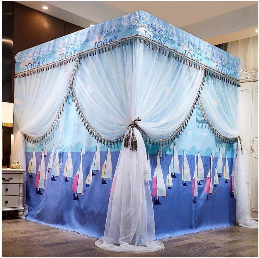 Moustiquaire lit double Queen Deluxe 180x220 rideaux lit baldaquin cour