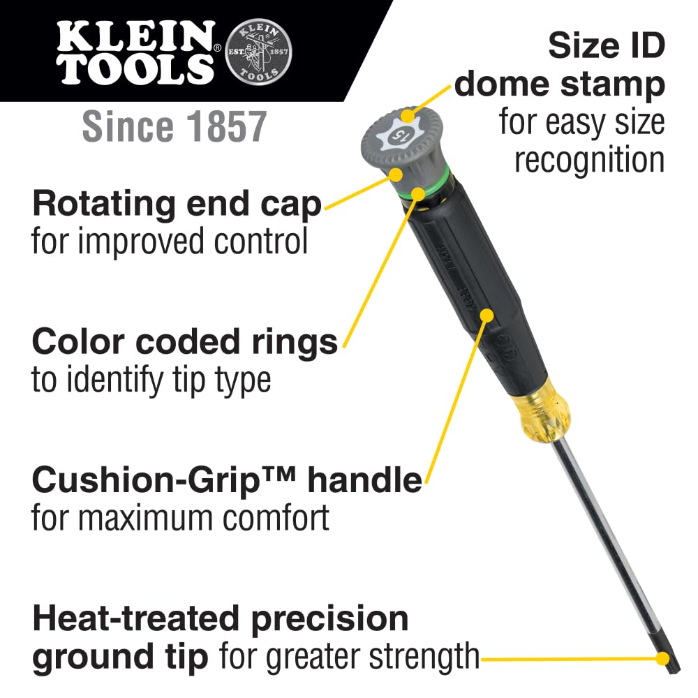 Klein Tools Juego de destornilladores Torx de precisión 85616, destornilladores de seguridad TORX a prueba de manipulaciones, ideal para electrónica, reparación del hogar