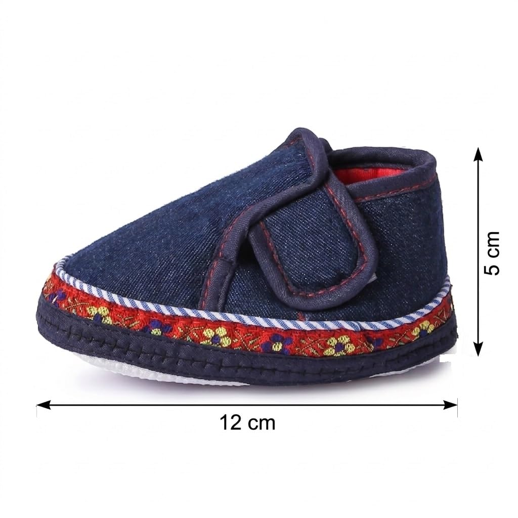 INSTABUYZ Butterthief Unisex Baby Prewalking Shoes for Newborn Boys & Girls | Soft Sole Infant Bootie with Anti-Slip Bottom | Lightweight Cotton Footwear Early Walker Shoes (6-9 Months, 12 CM) Blue 1
