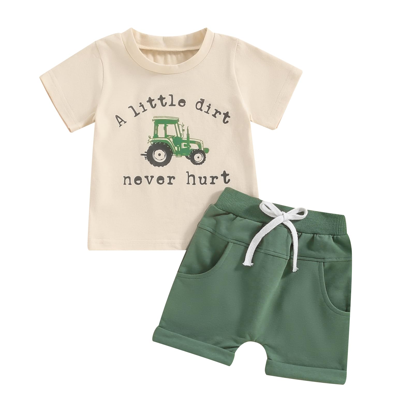 Frietlebird Toddler Baby Boy Summer Clothes Short Sleeve Letter Print Shirt and Elastic Waist Shorts Set Summer 2Pcs