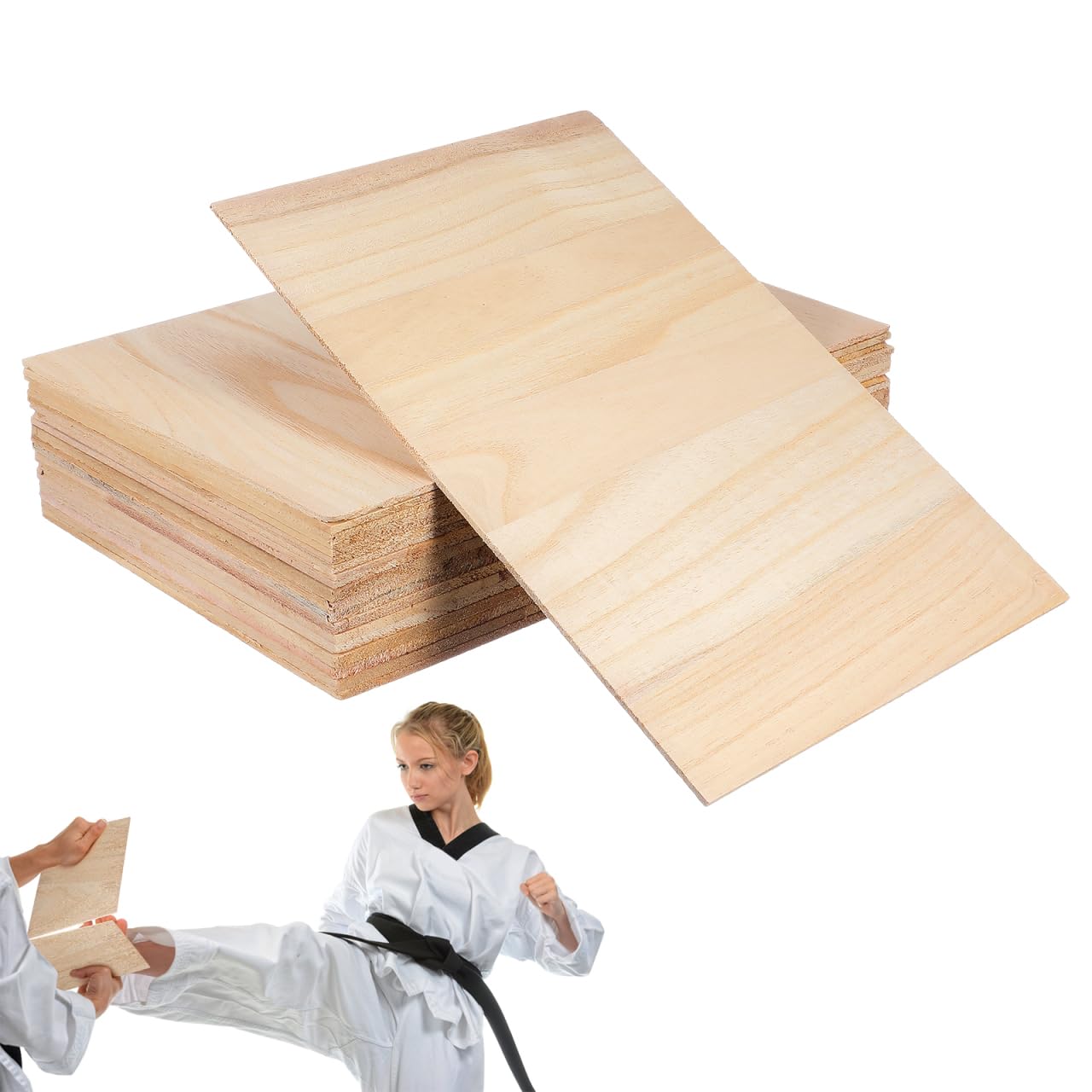 20Pcs Taekwondo Breaking Boards, Natural Paulownia Wood Karate Punching Training Planks 3mm & 6mm Thickness for Martial Arts Performance, Professional Striking Practice Accessory for Kids Adults