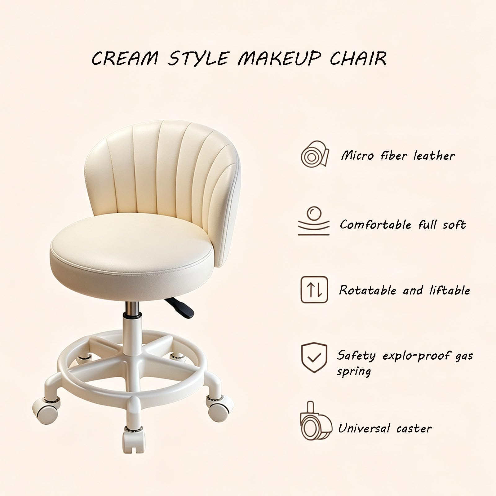 Taburetes Giratorios con Reposapiés, Silla con Ruedas (Grey,Bstyle-5star Foot)