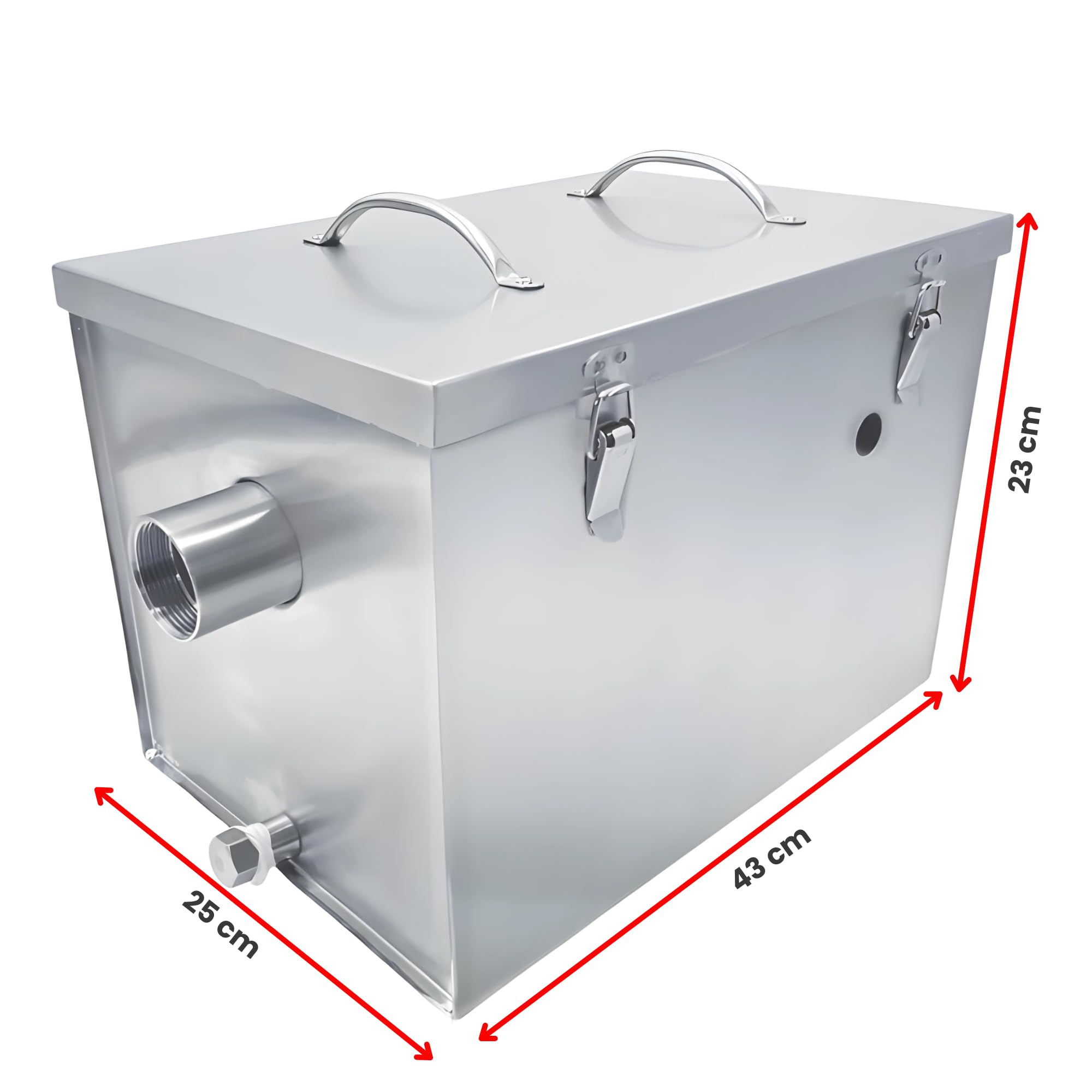 Séparateur de Graisse en Acier Inoxydable SS304 – Compact et Efficace – Facile à Installer – Idéal pour Cuisines Professionnelles et Restaurants (Avec vanne de vidange)