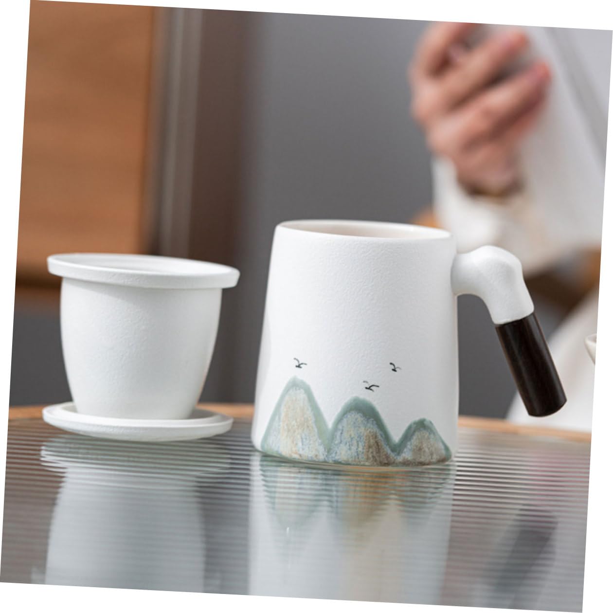 Gadpiparty Taza de Cerámica con Infusor y Tapa Taza Pequeña para Té con Filtro Integrado Color Diseño Compacto y Ligera para Uso Doméstico y Oficina