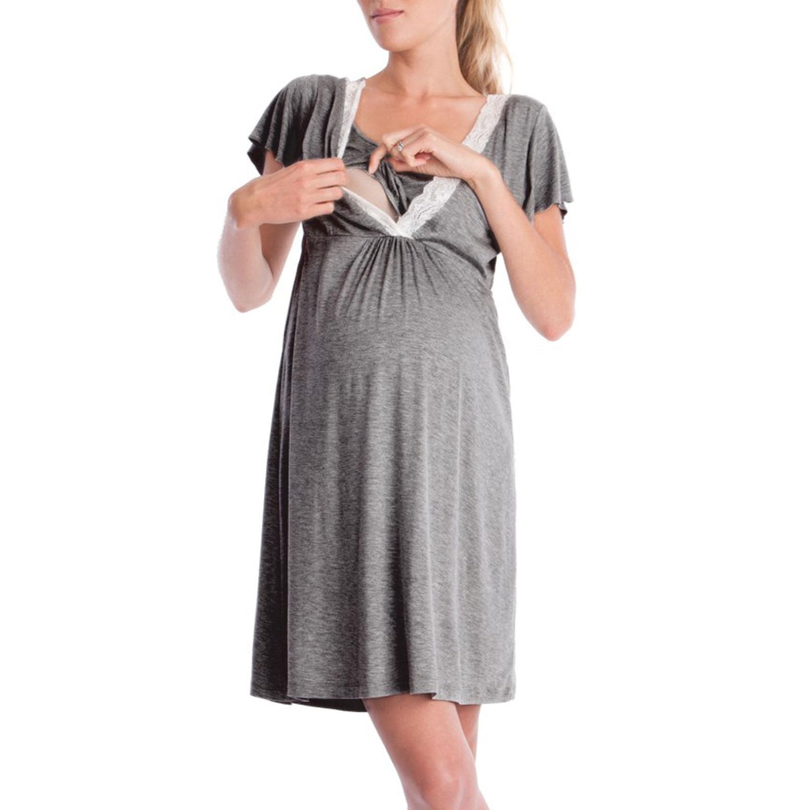 Camicia da notte premaman allattamento in cotone morbido abito da notte vestibilità ampia per gravidanza camicia da notte maternità in cotone