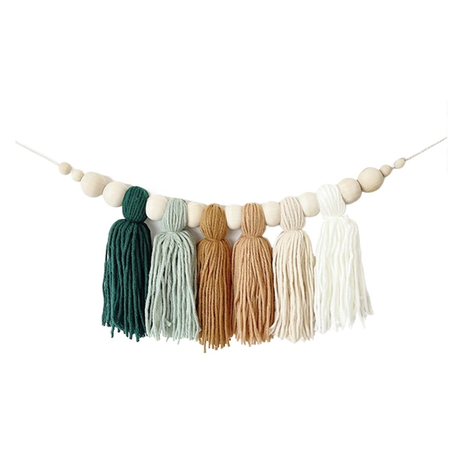 YUPLIODSX Wall Hanging Boho Tassel Garland Wall Decoration With Wooden Beads Nursery Decor For Tent Hanging Pendant Photo Props(01)