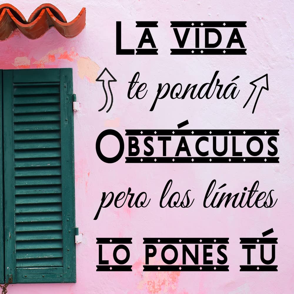 Vinilo de pared decorativo en español "LA VIDA TE PONDRÁ OBSTÁCULOS" Pegatinas de pared decorativa de frases en español.Vinilo decorativo decoración hogar Docliick DC-182