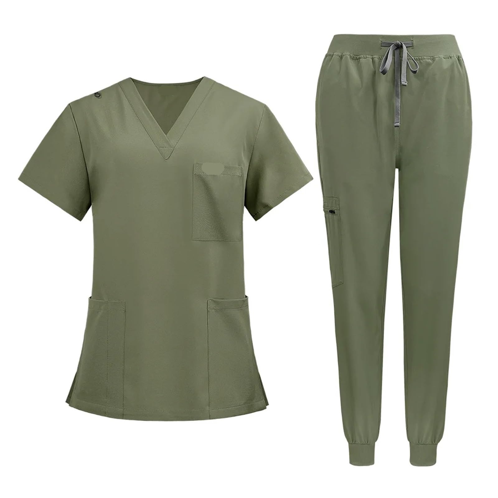 Uniforme De Enfermera Conjunto de Uniforme médico for Mujer y Hombre, Uniforme de Enfermera, Top y Pantalones médicos para Enfermeras, Dentistas, MéDicos, Estudiantes Y(Deep Green,XL)