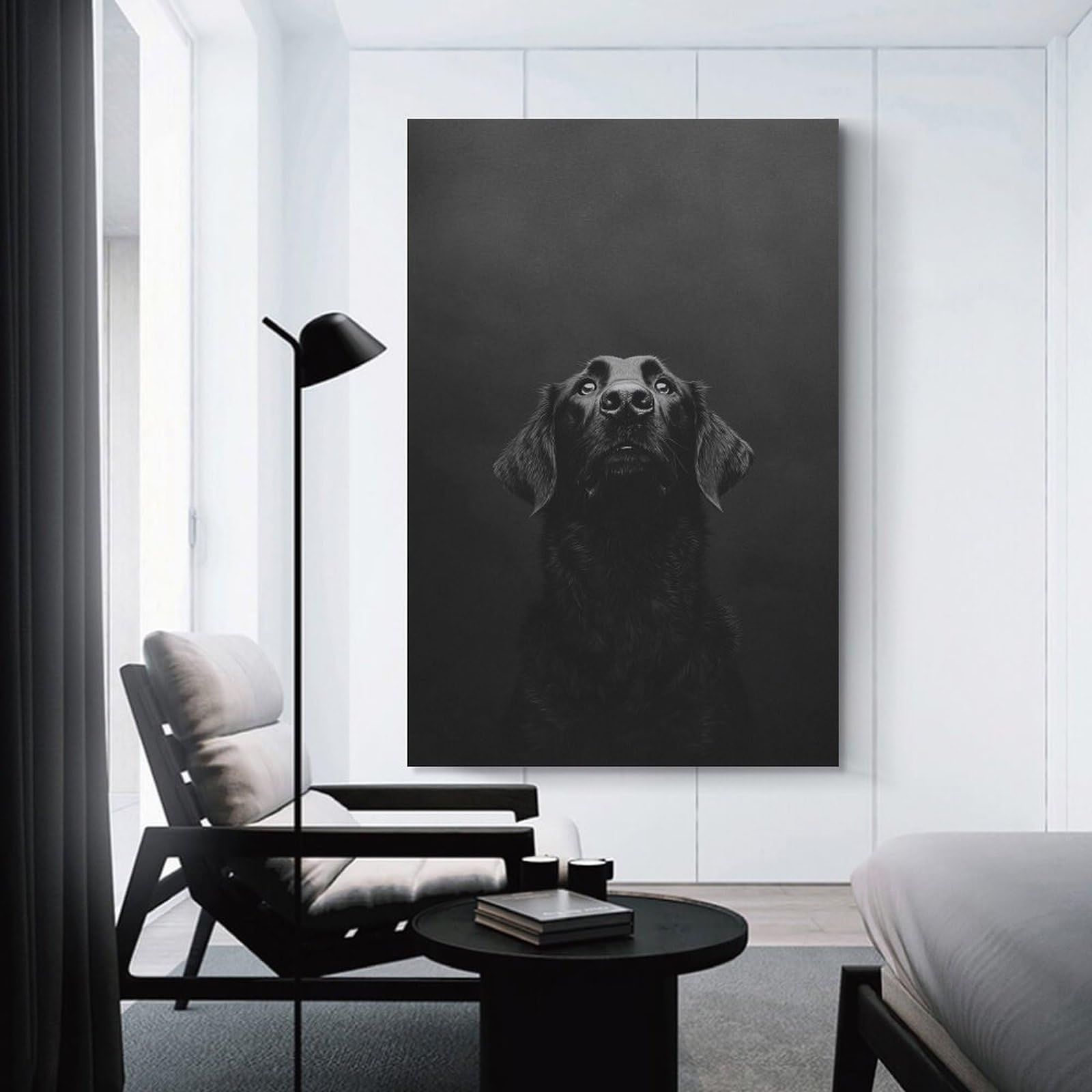 Junmoney Unframe-Style-4-1 Flat-Coated Retriever Photography Canvas Wall Decor, 20X30inch(50X75cm), For Gallery Wall Decor And Room Displays, Wall Decor Suited To Curated Displays
