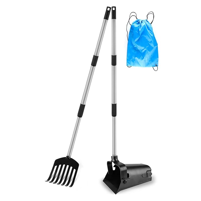 Buy SKYFIELD Swivel Bin & Rake Pooper Scooper Kit, Extendable Aluminum