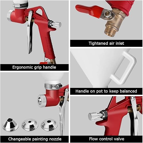 Miniatura 4 de IRONMAX - Pistola pulverizadora de textura de aire, pulverizador de pintura ligera para paneles de yeso de 1.45 galones con 3 boquillas de 0.157in,