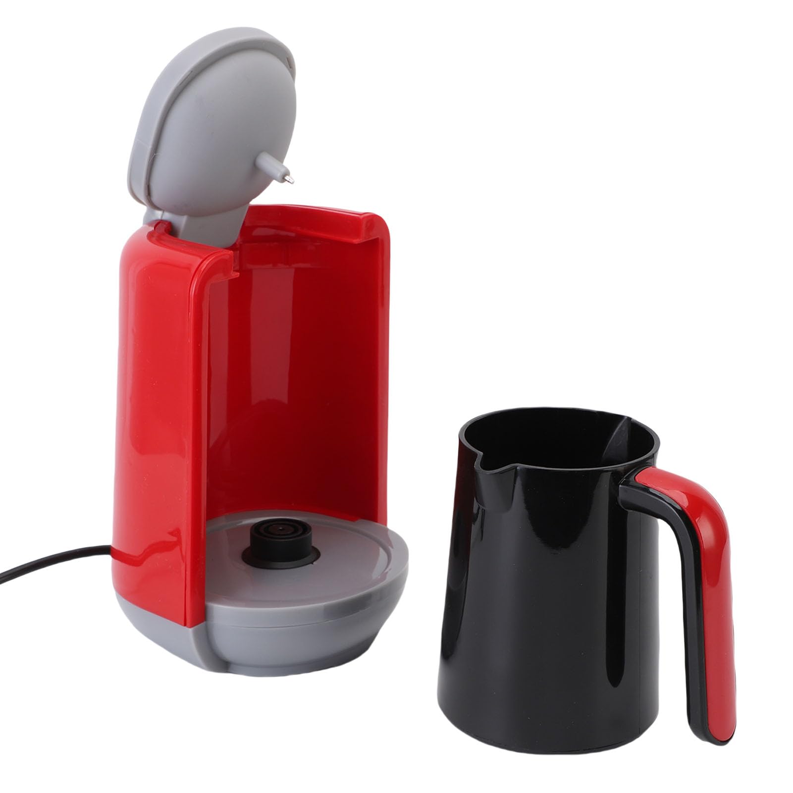 Türkische Kaffeemaschine, 5 Tassen Elektrische Türkische Kaffeemaschine mit 3 Heizung, LCD Display Flip Top, Tragbarer Heißer Getränkehersteller für Griechische Kaffeekarten (EU-Stecker)