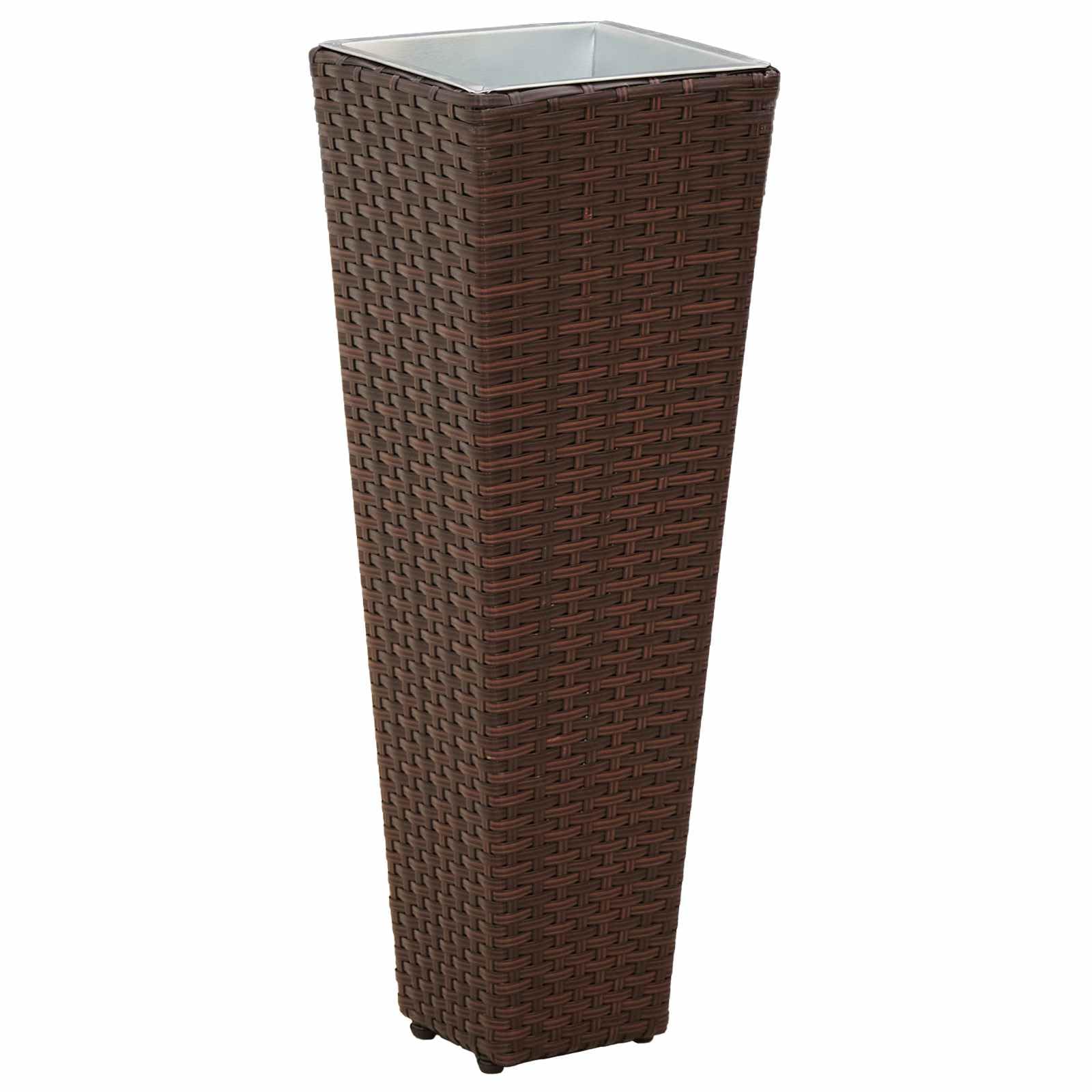 Zestaw metalowych doniczek na rośliny, 3-częściowy, z wyjmowanymi doniczkami wewnętrznymi, odporne na warunki atmosferyczne, do ogrodu, na balkon, taras, rattanowy wygląd doniczki