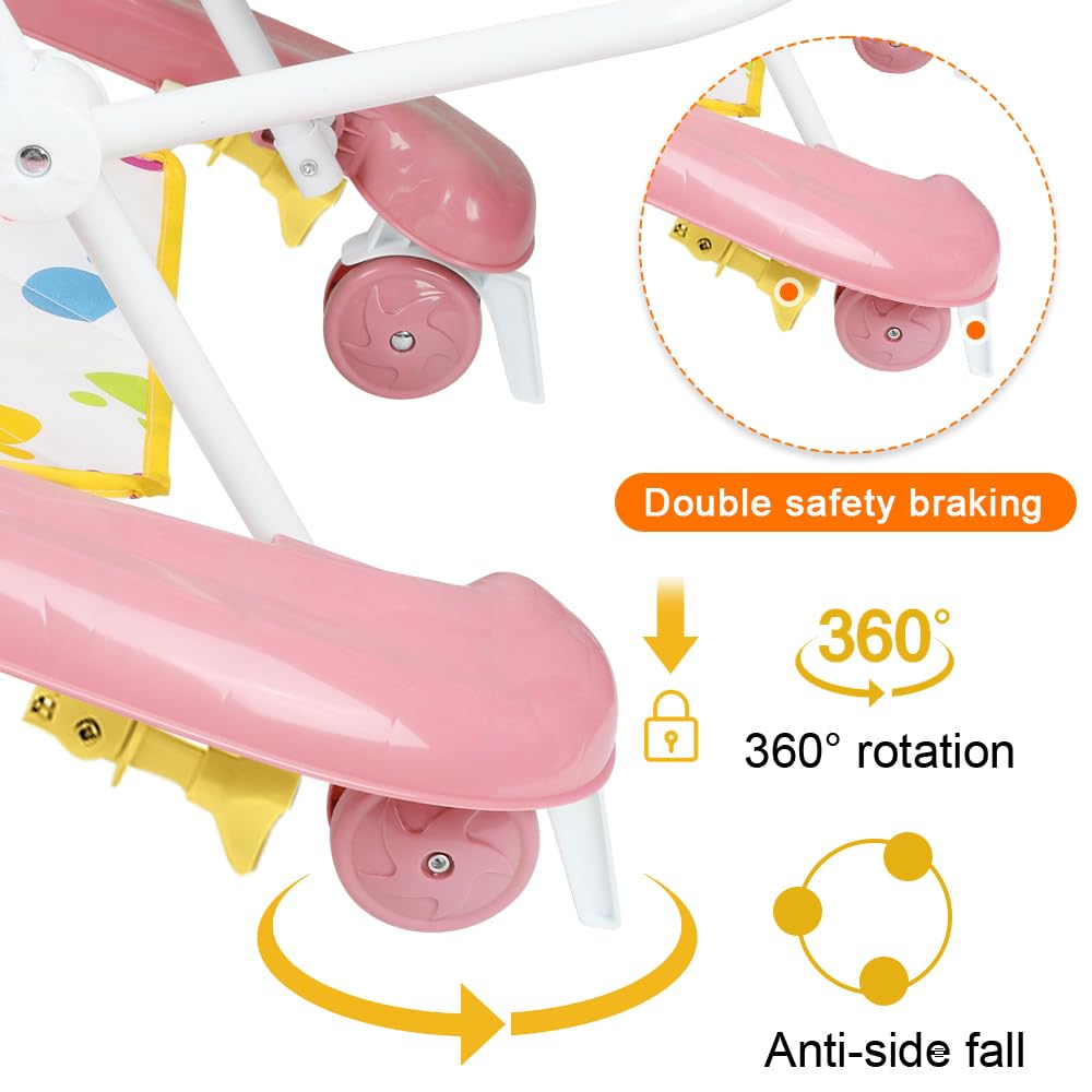 Girello Bebe - Passeggiatore di apprendimento seduto in piedi, per imparare a camminare, regalo per bambini dai 9 mesi, per bambine evolutive 3 in 1,62 x 68 x 36-81 cm, rosa