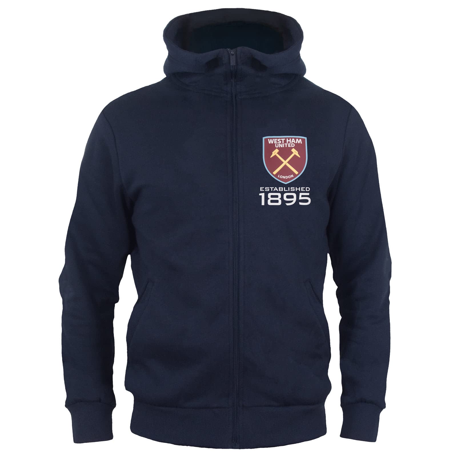 West Ham United FC Official Gift Boys Zip Hoody Fleece Navy 8-9 Years