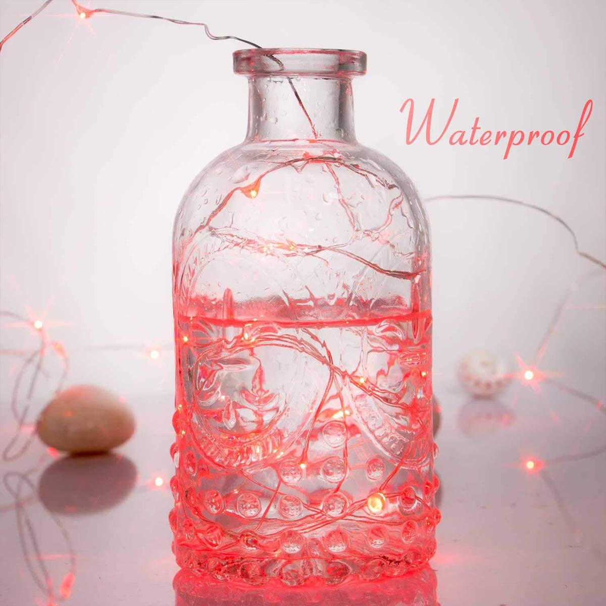 Ariceleo Led Fairy Lights Battery Operated, 1 Pack Mini Battery Powered Copper Wire Starry Fairy Lights for Bedroom, Christmas, Parties, Wedding, Centerpiece, Decoration (5m/16ft Multi-Colored): 2 Pack Red