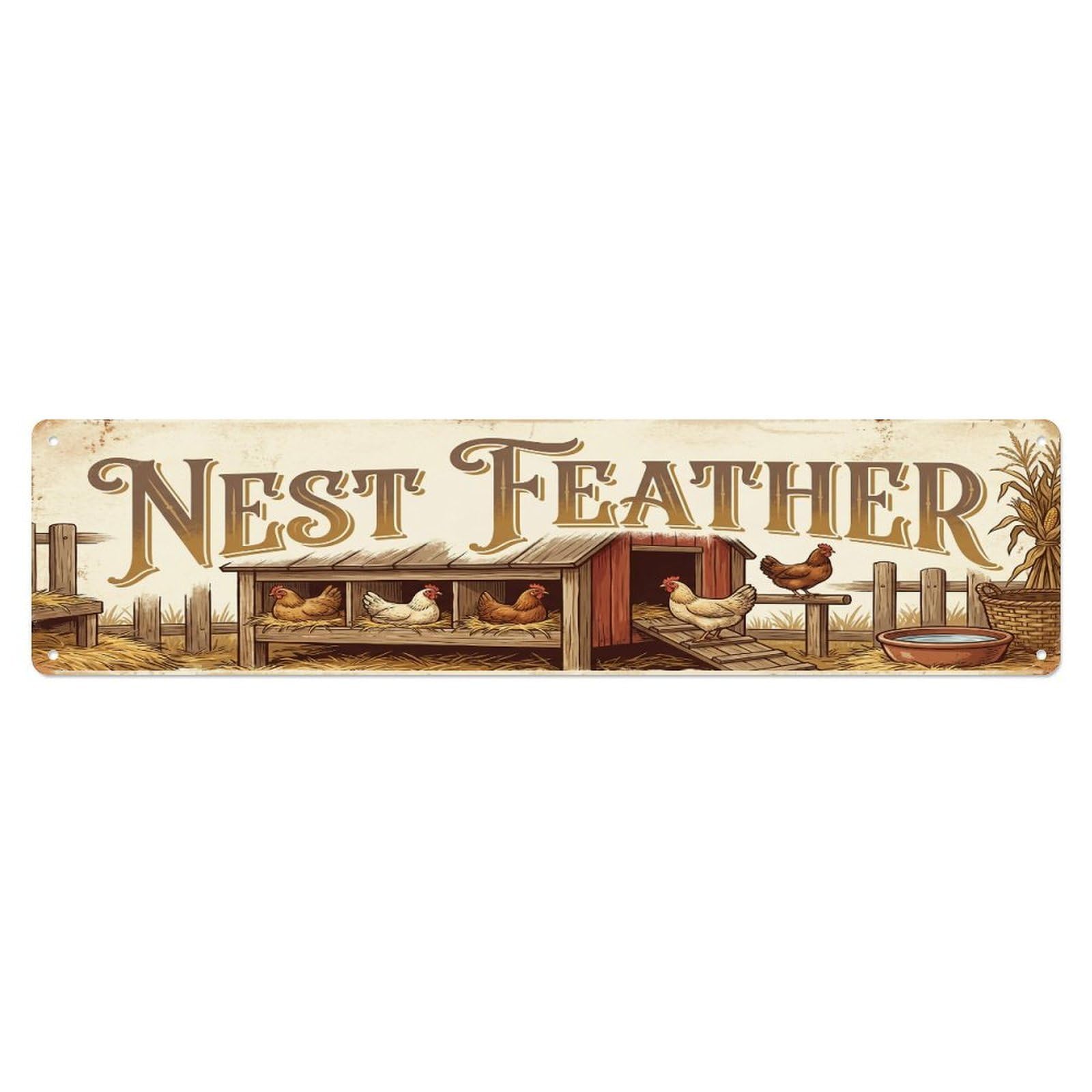 Vintage Hut Lay Hen Farmhouse Funny Hen Backyard Farm Metal Tin Sign Plaque Wall Decor for Cafe, Club, Garden Metal Poster 4x16Inch