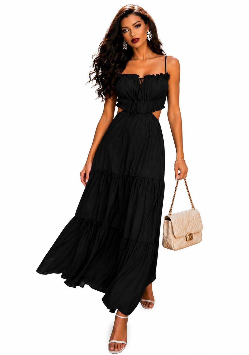 traquila A-Line Sleeveless Maxi Dress for Women (Black)-picture-19