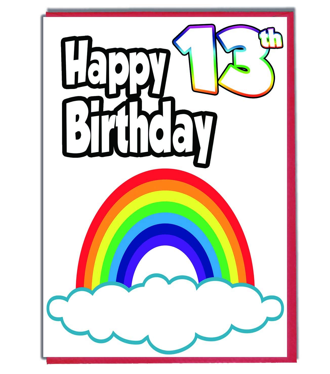 Geburtstagskarte Zum 13. Geburtstag – Regenbogen-Design, Roségold & Boho-Stil, Blanko Innen, Inkl. Umschlag