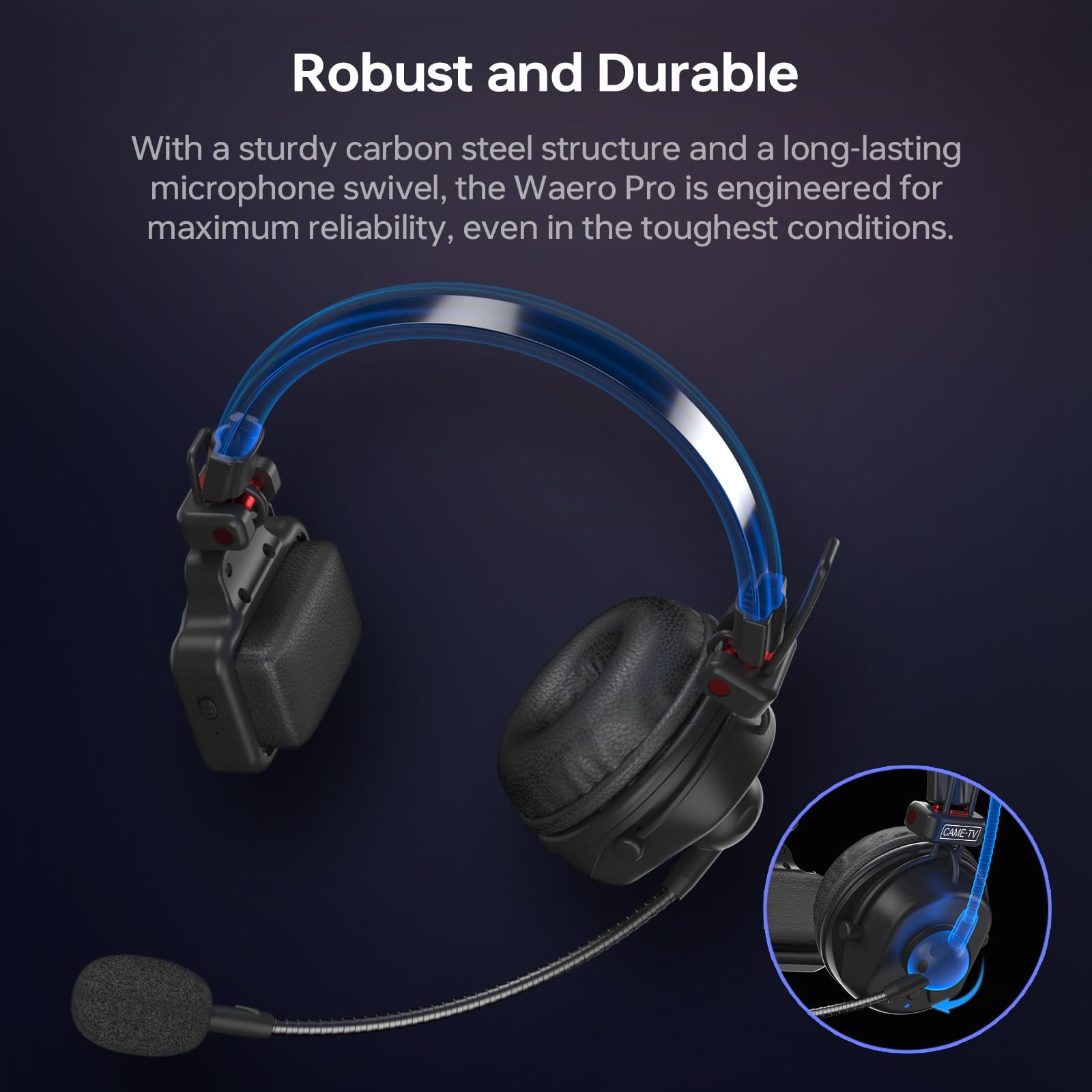 Waero-PRO Casque d'intercom sans fil 1,9 GHz avec réduction du bruit A/B Group 1700 ft (518 m) Zero Latency 5 personnes Communication d'équipe pour l'église, le bateau, la production de films (5PCS)