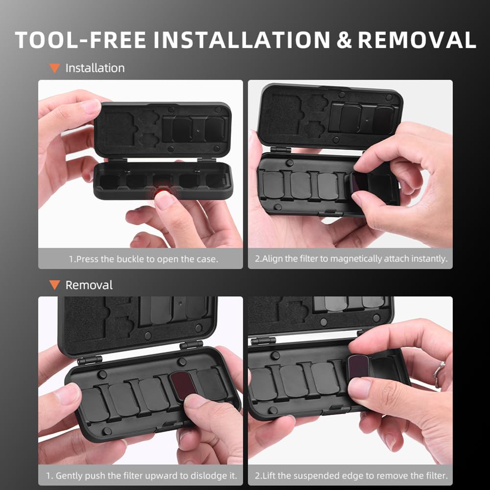 Przenośny magnetyczny etui do przechowywania na obiektywy DJI Osmo Pocket 4/3, etui na filtry obiektywu aparatu, organizer akcesoriów do aparatu, etui podróżne może pomieścić 7 kieszeni, 3