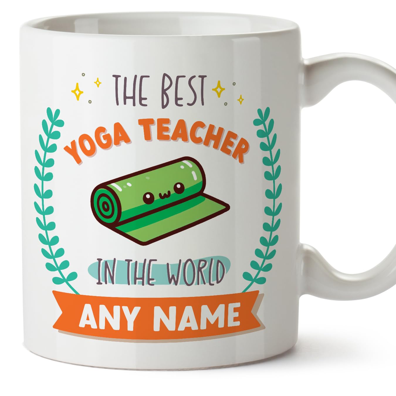 MUGFFINS Yoga Teacher Mug - in English - World's Best - with Doodle - Funny Gift for Colleagues - Ceramic 11oz Mug