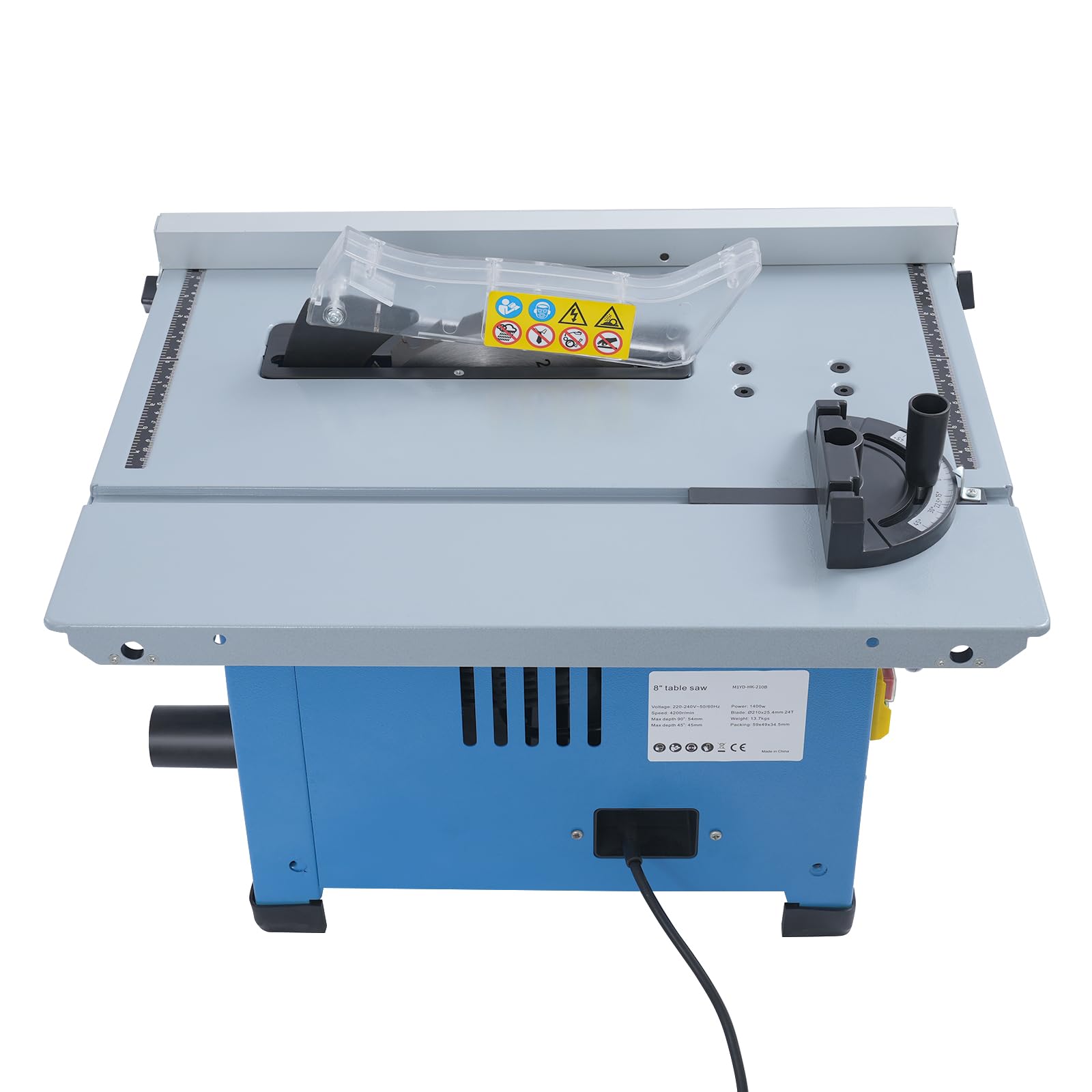 Mini stołowa pilarka tarczowa 1400 W, 4200 obr./min, z poszerzeniem stołu, cięcie 0-45° i głębokość cięcia 54 mm, piła tarczowa z brzeszczotem 210 mm do obróbki drewna i majsterkowiczów