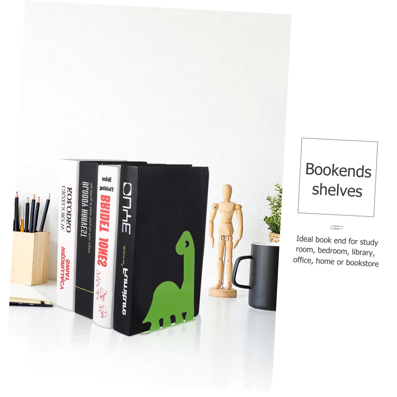 Fermalibri in Metallo di Dinosauro da Antiscivolo per Mensole e Scrivania Libri Decorativo e Robusto per Ufficio Studio e Casa