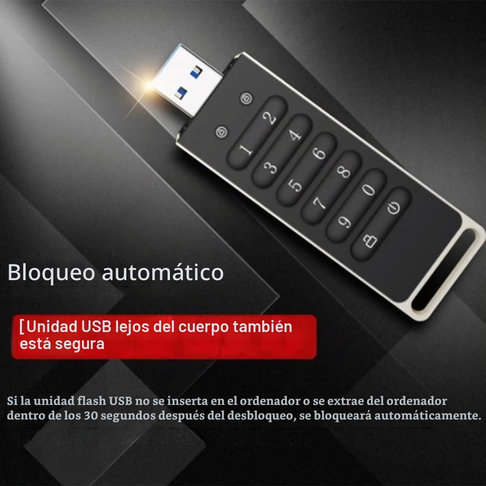 Unidad USB Segura, Unidad Flash USB Cifrada de 64 GB con Contraseña de Hardware y Teclado, USB 3.0.