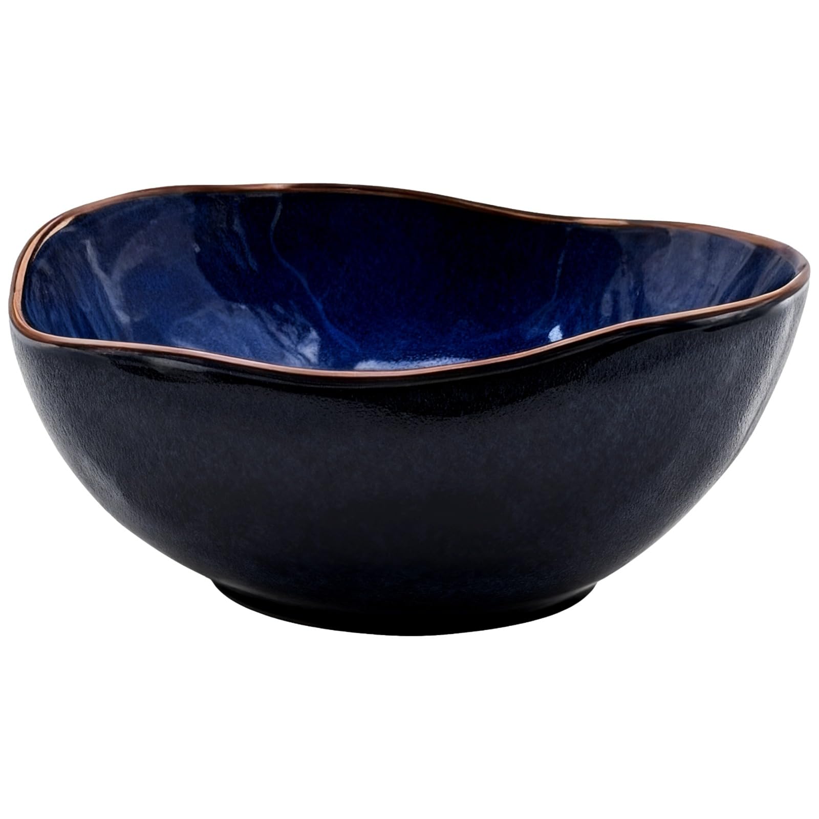 Packool Ceramic Decorative Bowl, Blue Irregular Shape Bowl, 6.1 in x 5.12 in x 2.56 in / 15.5 cm x 13 cm x 6.5, 360 ml/12.17 fl oz, Centerpiece Bowls for Table Decor, Home Decor, Kitchen Serving Bowl