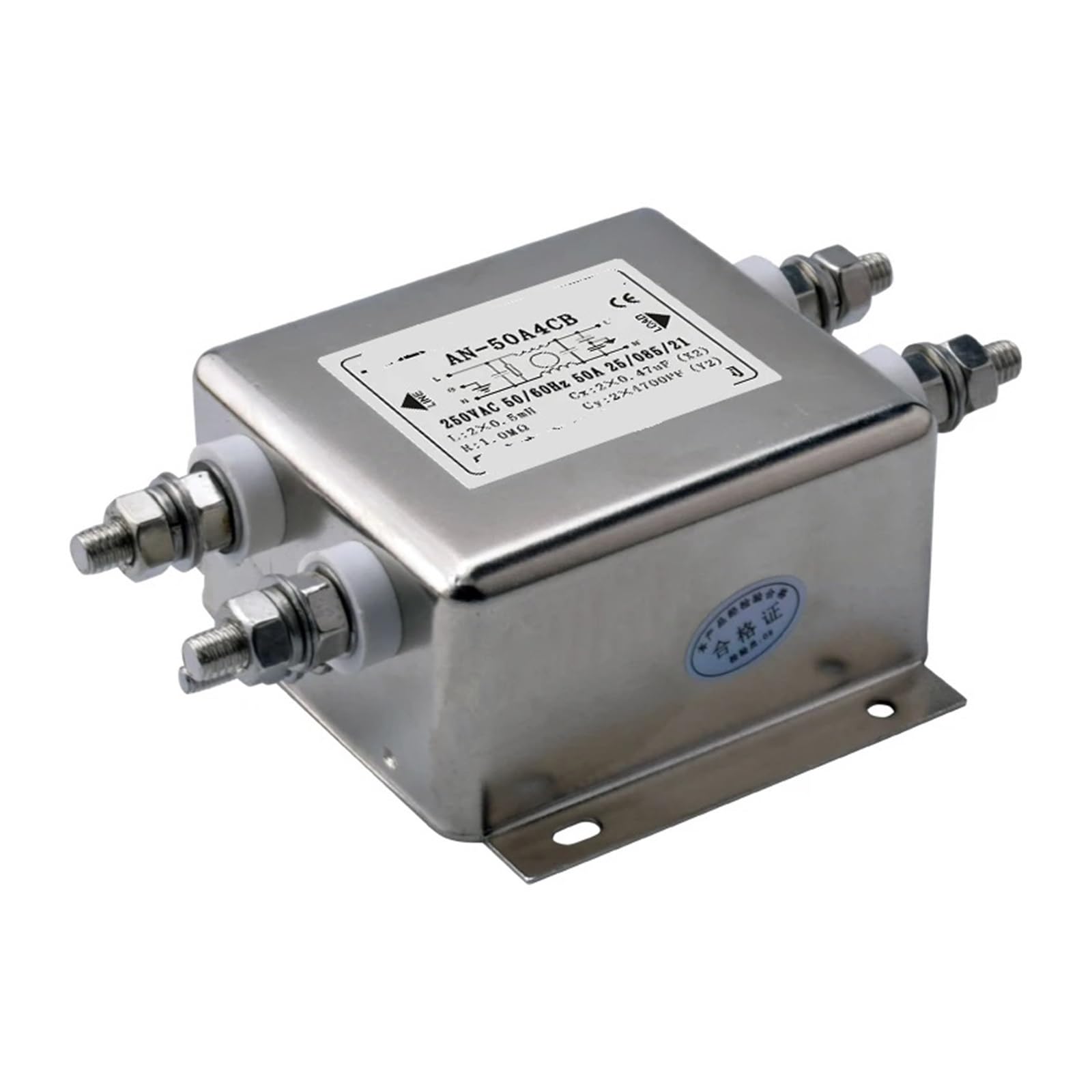YTMJPQQJI 50A Single Phase AC Power Filter AN-50A4CB 50A250V Filter