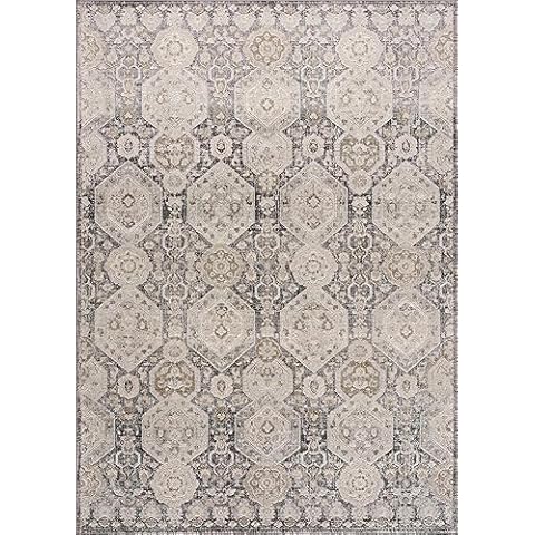 BoutiqueRugs Minoa Oriental Boho Vintage Area Rug - Farmhouse Traditional Patterned Rug for Living Room, Bedroom - Beige, Black, Charcoal, Cream, Gray, Sage - 6'7" x 9' Cover