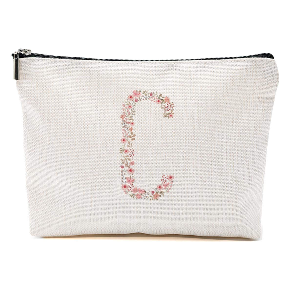 Initial Makeup Bag Floral C Personalized Cosmetic Bag Monogrammed Gifts for Women Girls Bride Sisters Monogram Zipper Pouch for Teacher Appreciation