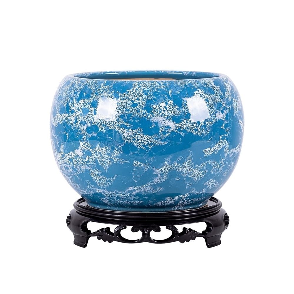 HLHLOP777 Flower Pot Spherical Large Plant Pot, Simple High-temperature Ceramic Flower with Base and Drainage Hole House Plants, Succulents, Flowers