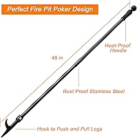 Vista 4 de BsBsBest Atizador de fuego para fogata, atizador portátil extra largo de 46 pulgadas para chimenea, campamento, estufa de leña, uso en exteriores e