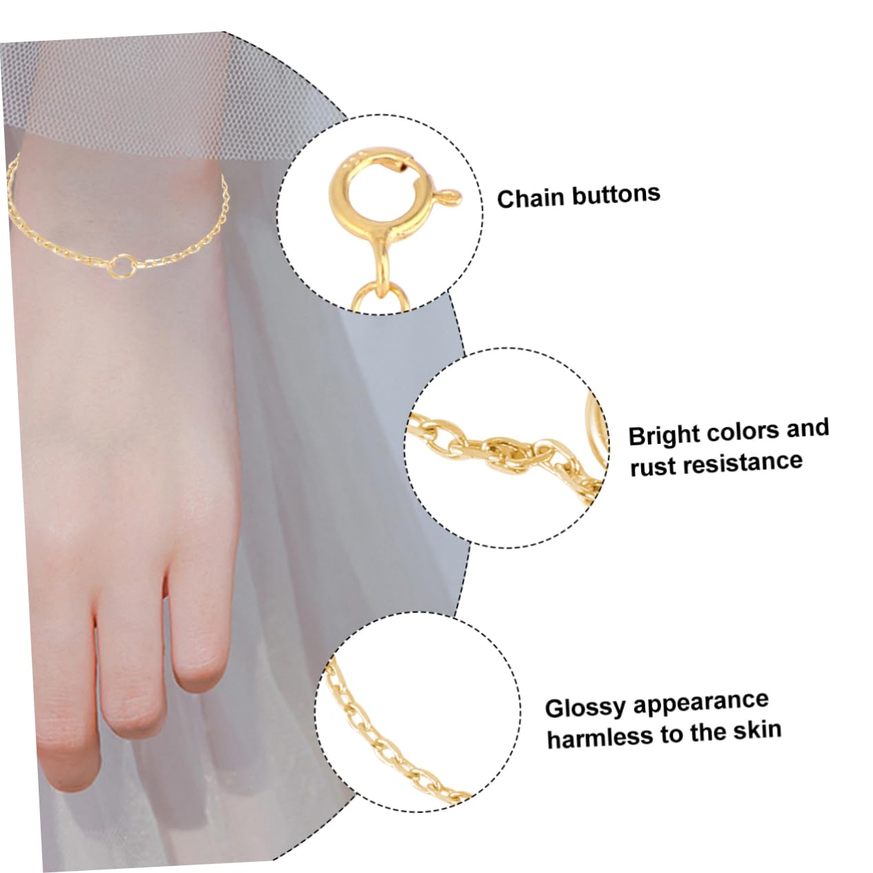 STOBOK 3er-sets Schmuck-verlängerungskette Ketten-halsketten-zubehör Federverschluss Für Armbänder Und Halsketten Exquisites Goldenes Material Liebesherz-design 3 Stück * 3