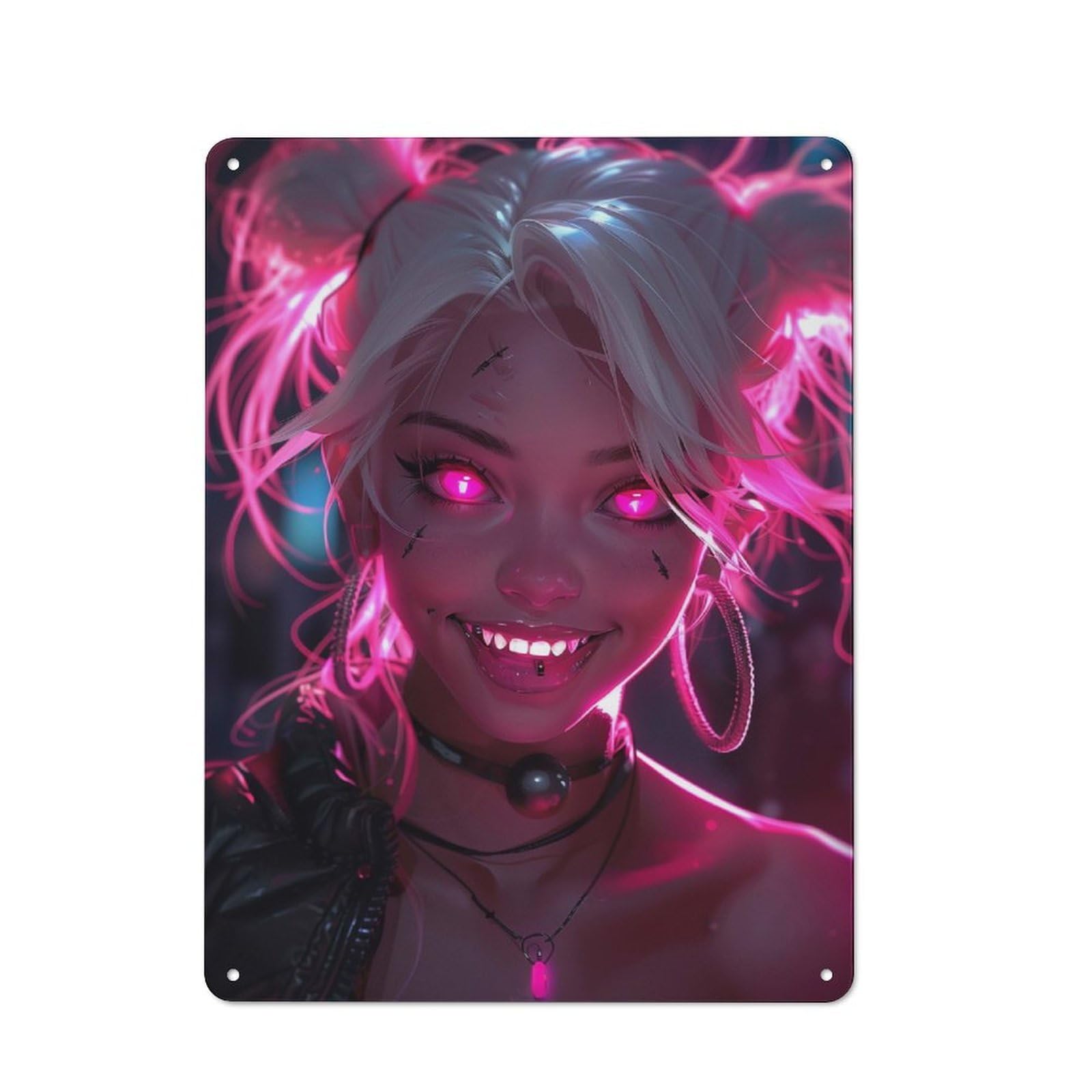 Junmoney Girls Style-22 Demon Printed Metal Sign, Easy To Hang Plaque For Living Room, Hallway, Kitchen Or Pet Corner, 40X30cm