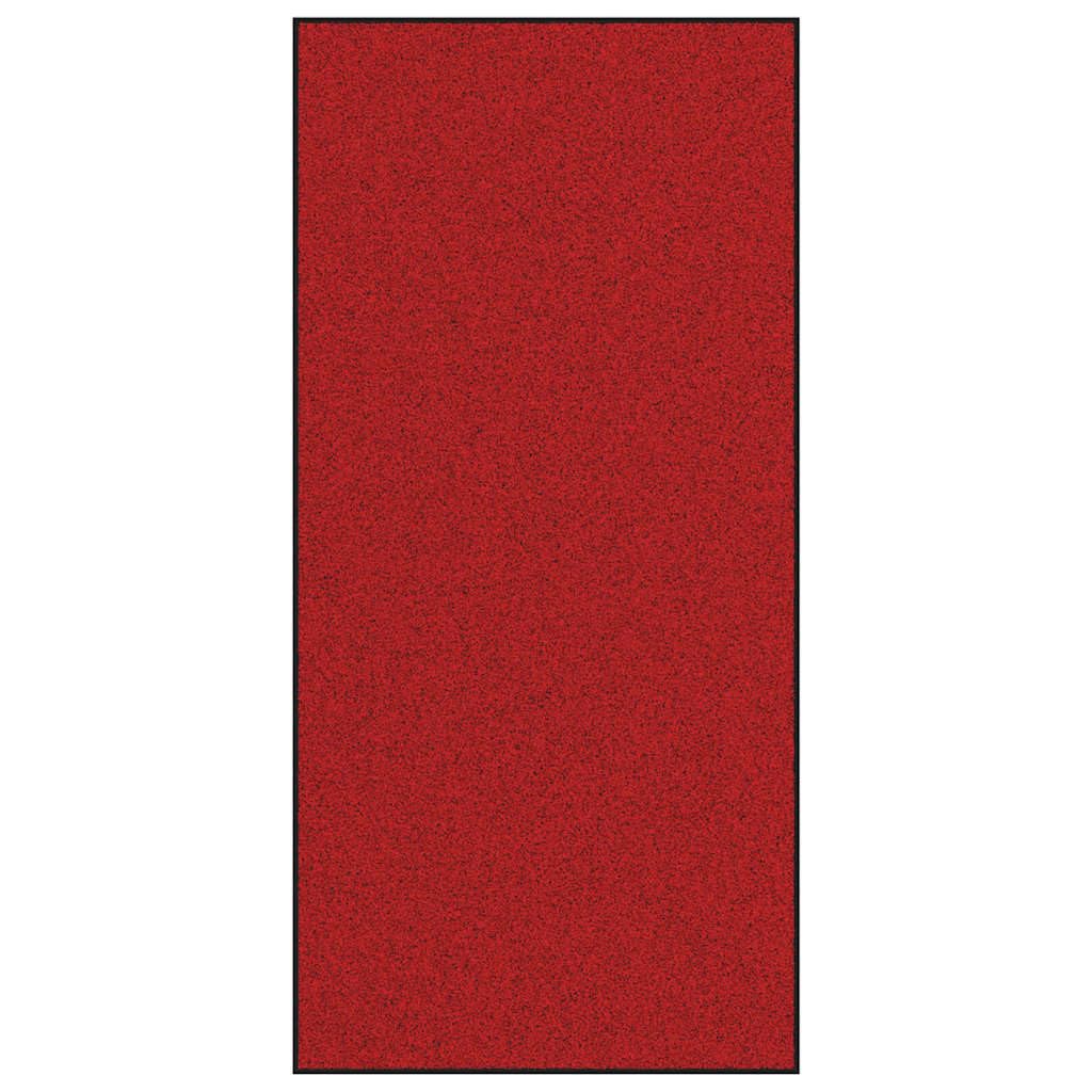 Felpudo de 120 x 250 cm para interior y exterior, resistente alfombra de entrada de poliamida en color rojo y negro