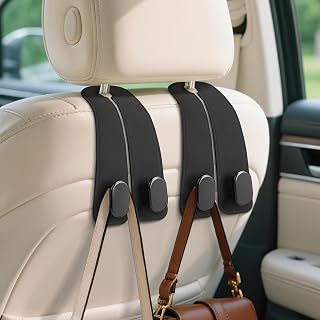ARSHOM 2 Pack Car Hooks for Headrest, Headrest Hooks Car Purse Hook Car Seat Back Storage Hook Premium Leather Car Seat Ho... Price In India