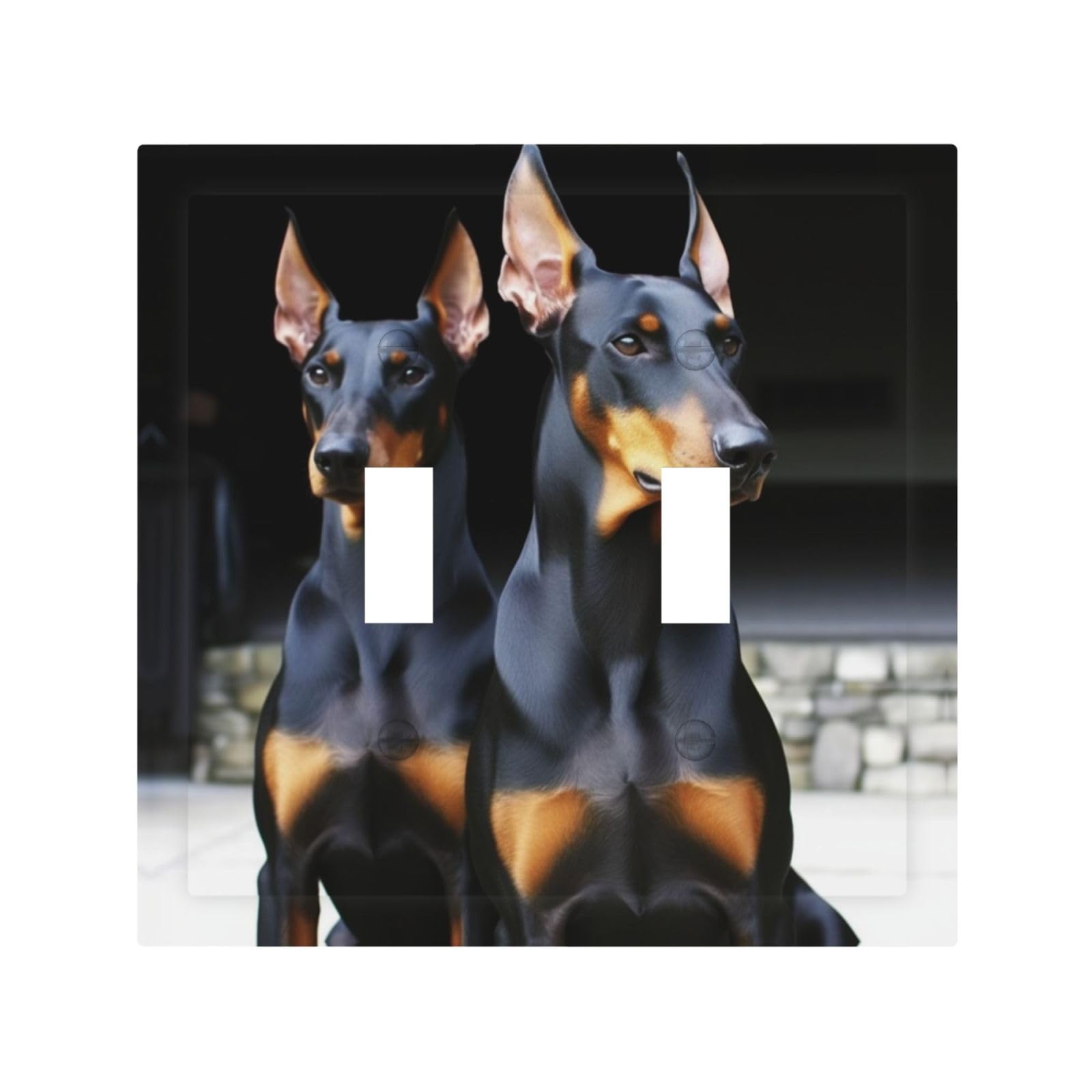 2-Gang Light Switch Cover doberman Wall Plate for Electrical Outlets Double Decorator Wall Plates 4.9" x 5" Mid-size Receptacle Outlet Covers Blank Faceplate Cover