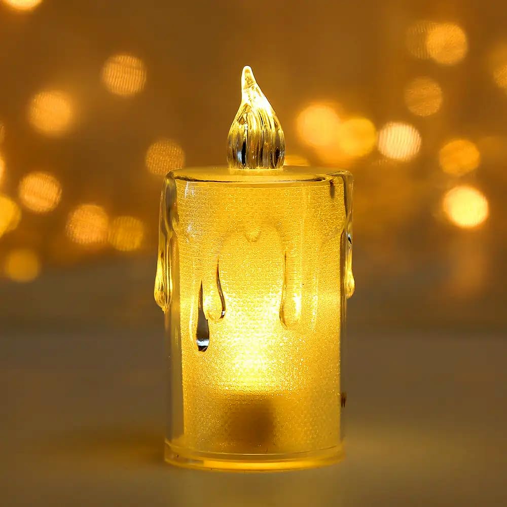 ND ENTERPRISE LED Battery-Operated Flameless Candle, 10.7 x 4.6 cm, Dripping Design with Warm White Light, Includes 3 AG10 Batteries Big Size 12pcs-picture-10