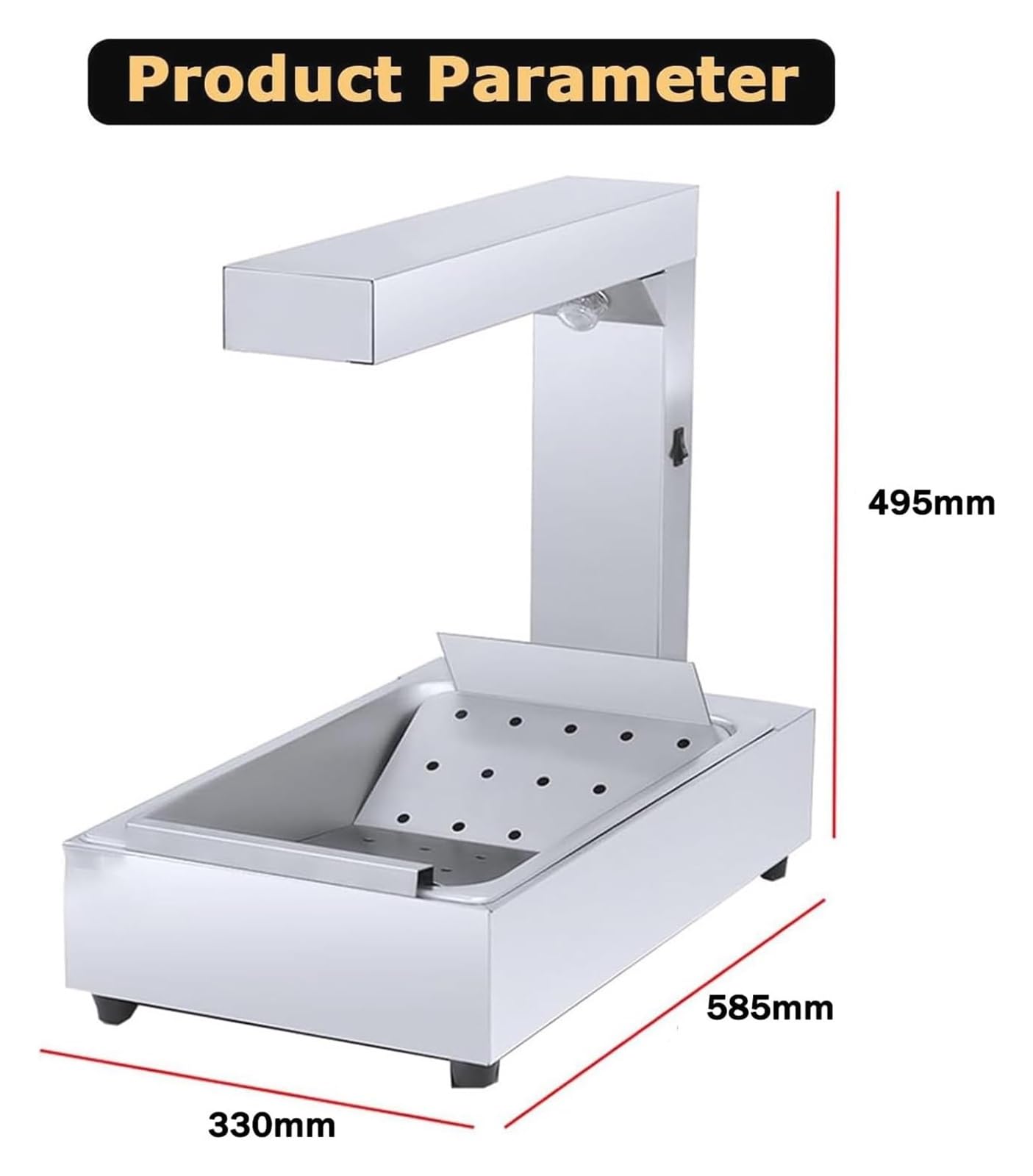 Stufa per friggere in acciaio inox commerciale – Lampada riscaldante per alimenti per ristoranti e cucine domestiche, soluzione di riscaldamento efficiente per patatine fritte appena cotte