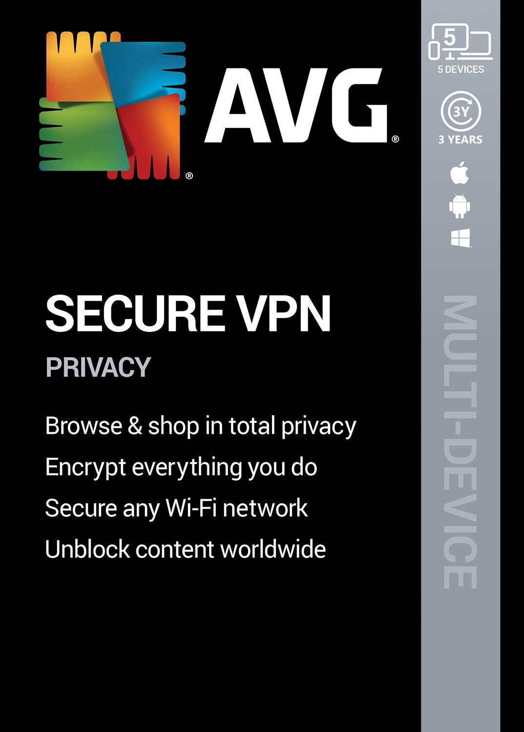 AVG Secure VPN 2020 - 5 Devices - 3 Year