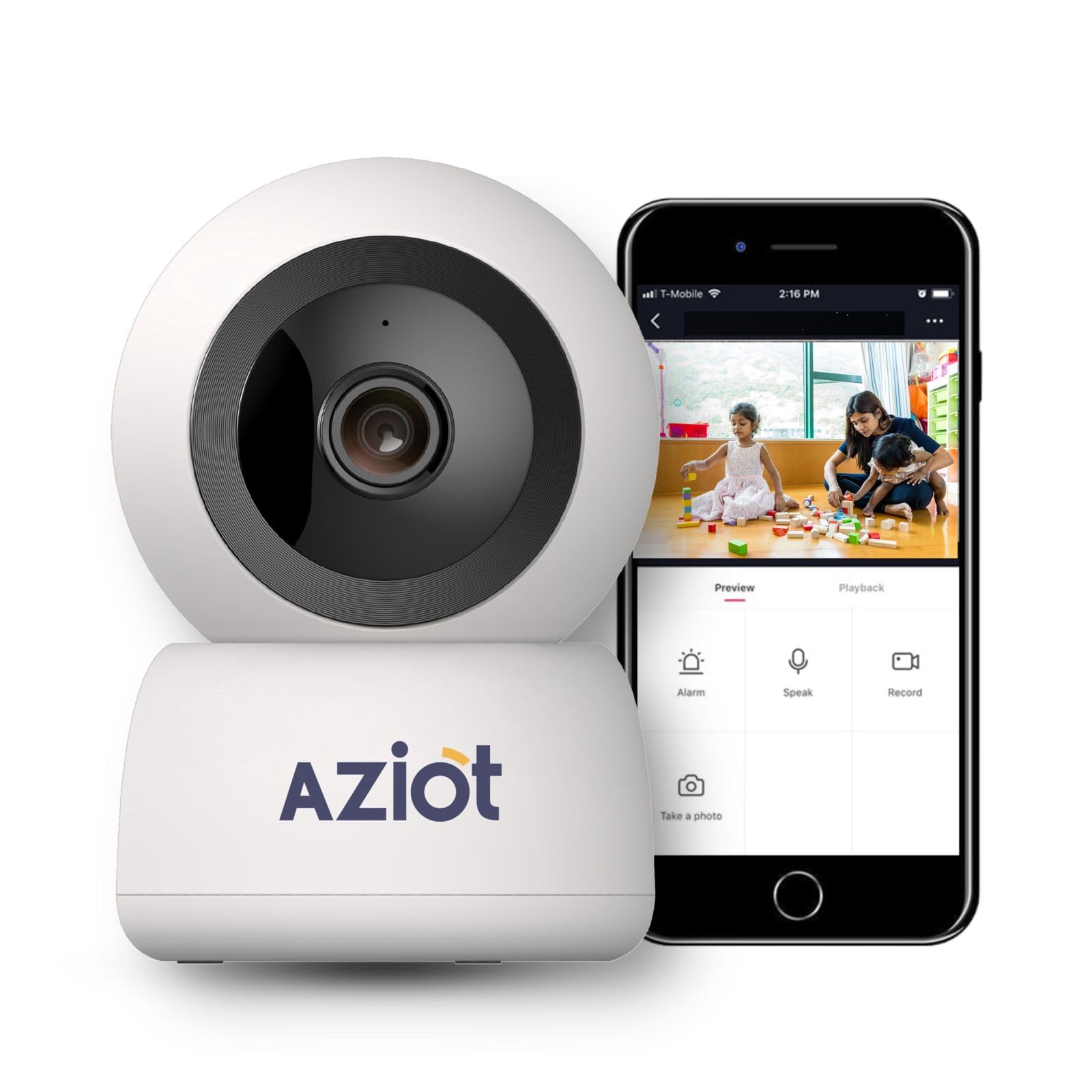 AZIOT 2MP Full HD Smart Wi-Fi CCTV Home Security Camera | Made in India | 360° with Pan Tilt | View & Talk | Motion Alert | Night Vision | SD Card (Upto 128 GB), Alexa & Google Support (B0D2HZW4HL) Amazon Price History, Amazon Price Tracker