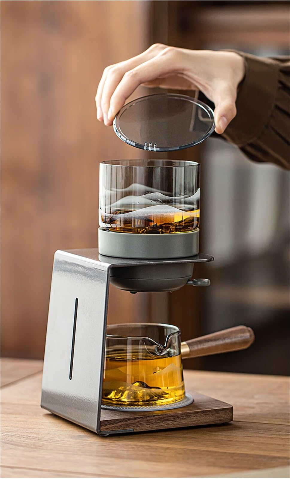 Zaparzacz Do Herbaty Kungfu | Półautomatyczny czajniczek ze szkła żaroodpornego o pojemności 280 ml – łatwe parzenie dla miłośników(Teapot Set)