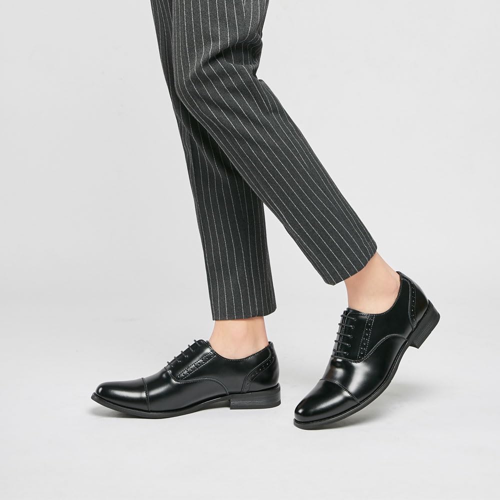 Męskie skórzane buty z brogsem biznesowe Oxford formalne buty biurowe na imprezę na co dzień