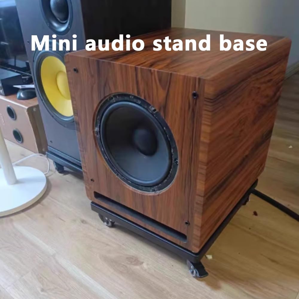 1-poziomowy uchwyt audio i wideo, mała wieża do sprzętu dźwiękowego HiFi, odtwarzacz CD, półka narożna z kółkami do salonu (28 x 33 cm)