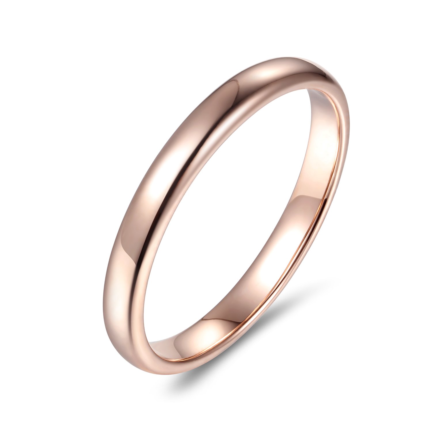 Plain Comfort-fit 14K Gold Wedding Band, 3mm (Rose-Gold, 8.5)