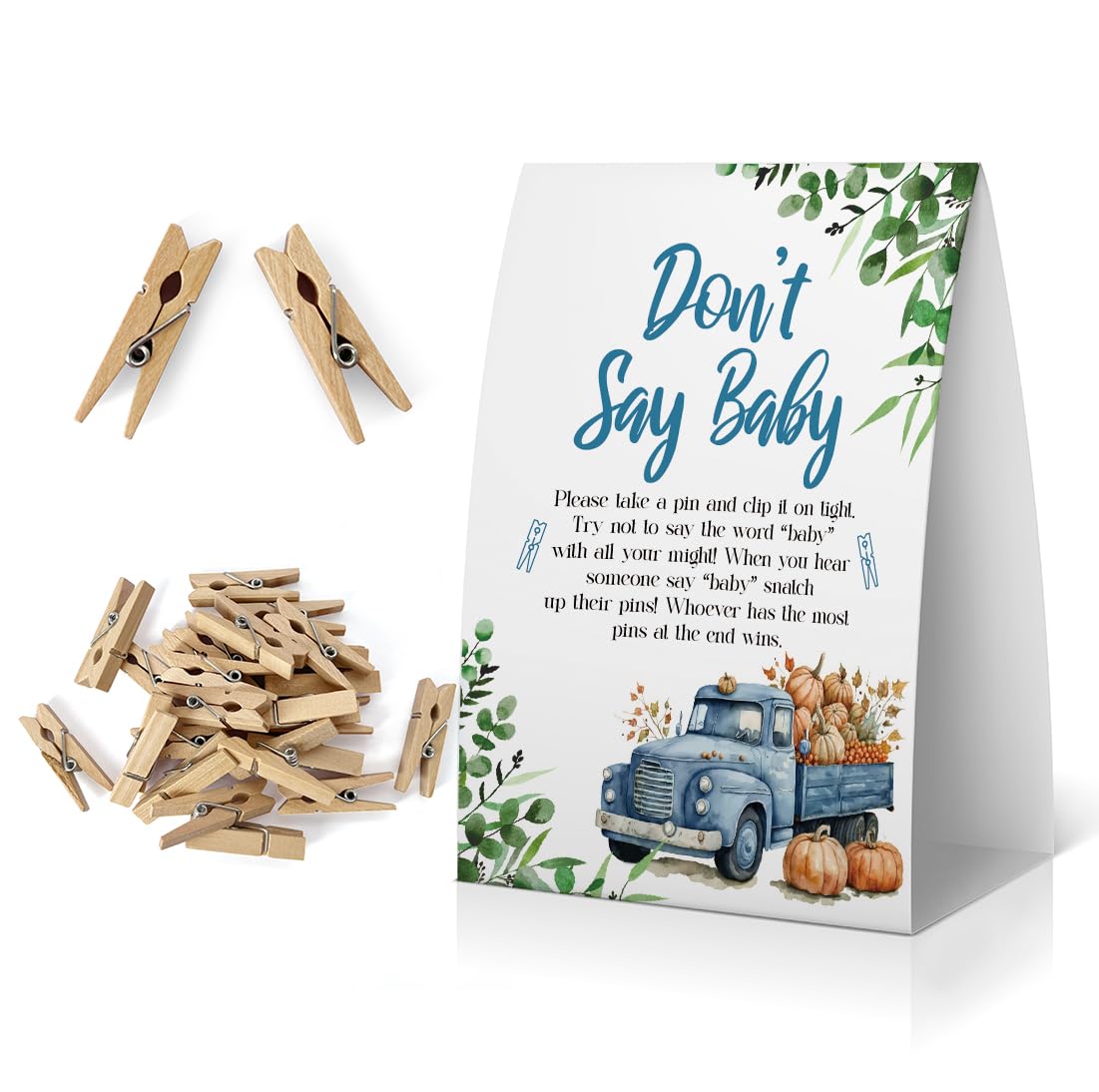 Don't Say Baby Baby Shower Game, Pumpkin Baby Shower Game,Fall Baby Shower, Thanksgiving Autum Baby Shower Game, Clothespins for Baby Shower-GEDSBA02