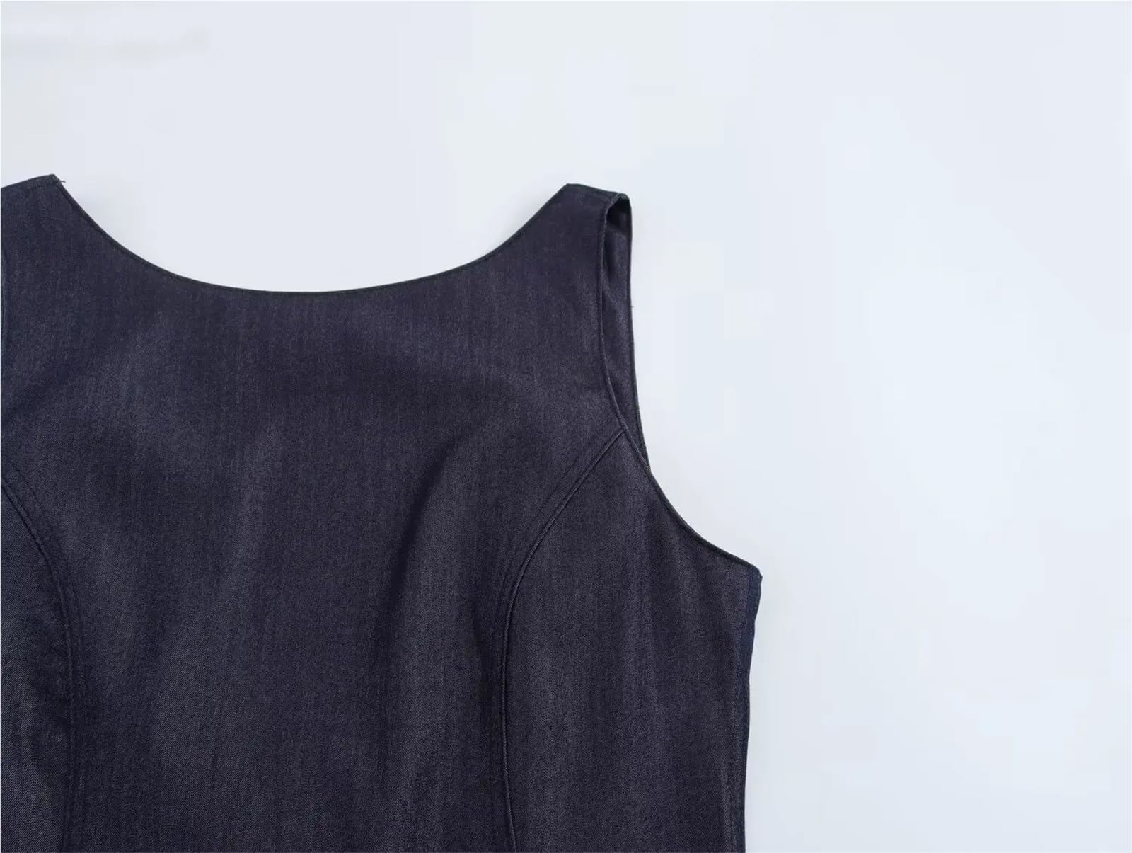 Abiti da Tennis per Donna Vestito Aderente a Strati Decorativo Senza Schienale da Donna, Primavera ed Estate(L)